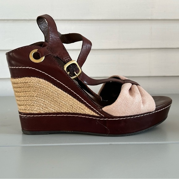 Franco Sarto Elegant Brown and Cream  Wedge Sandals Sz 10 - Picture 5 of 9